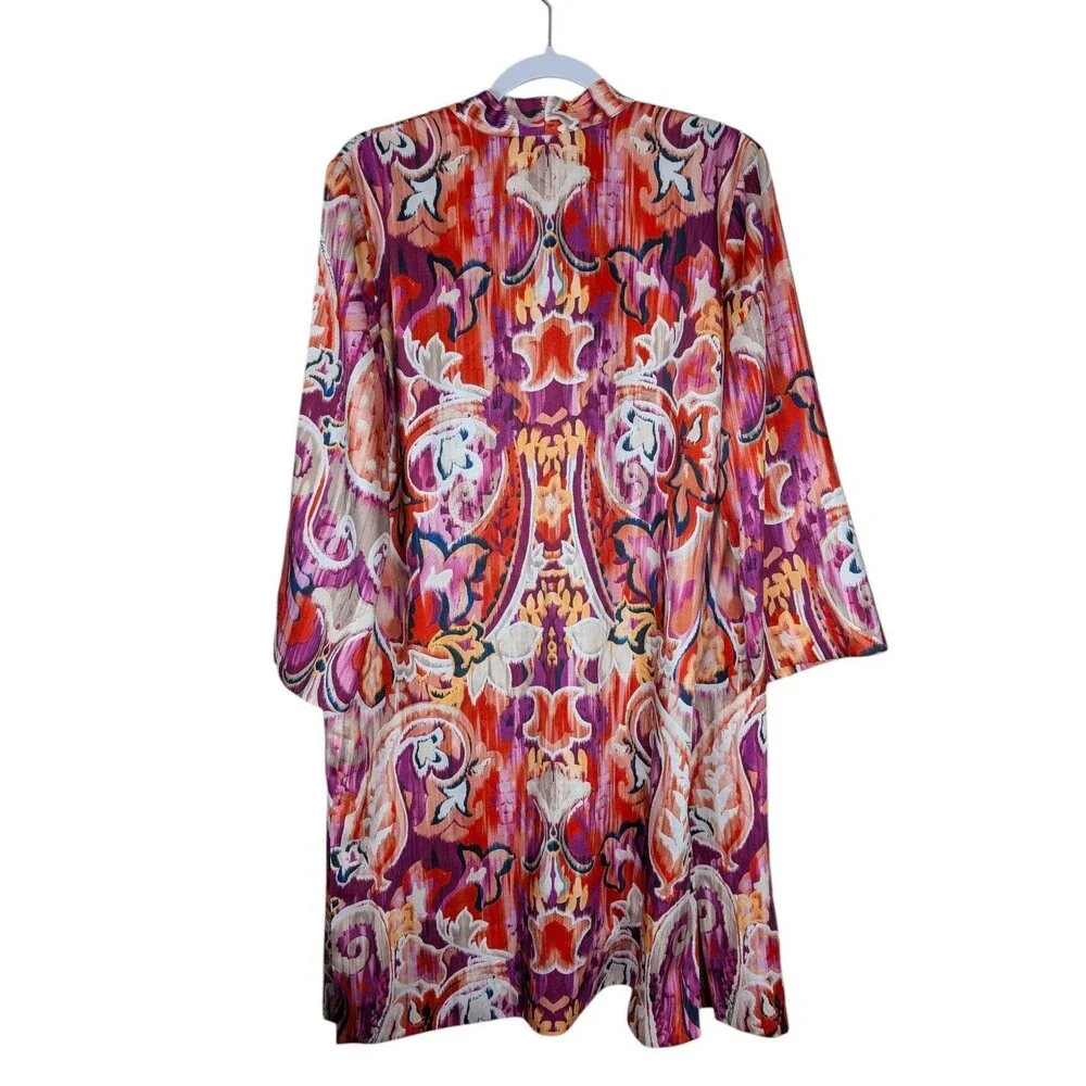 Chicos Satin Duster Kimono Cardigan Size 1 Medium